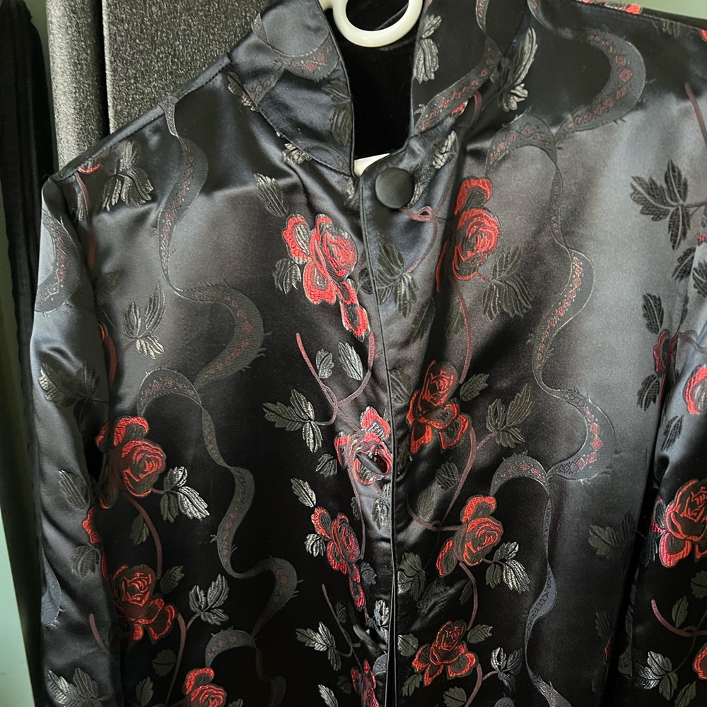Chinese Silk & Velvet Long Dress Coat
